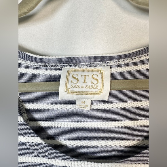 STS Sail To Sable Striped Racerback Maxi Dress Cotton Blend Medium Navy White - Picture 6 of 7